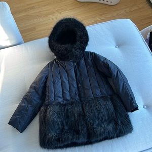 J Crew girls navy fleece-lined puffer jacket size 8